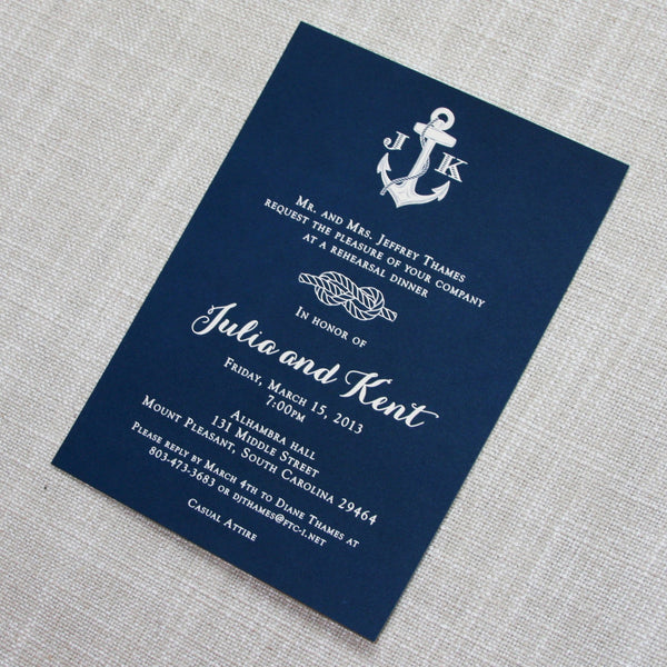 Navy Nautical Rehearsal Dinner Invitation - Scotti Cline Designs