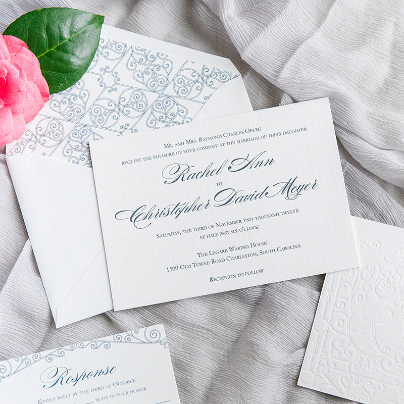 Classic Monogram Letterpress Wedding Invitation - Scotti Cline Designs